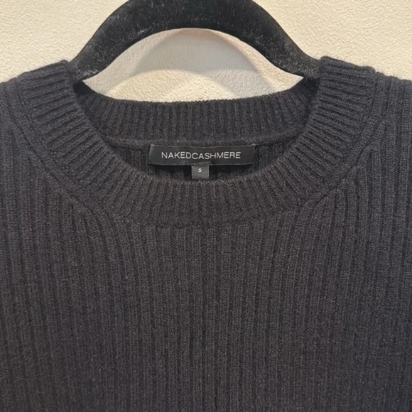 NAKED CASHMERE Ribbed Crewneck Sweater in Black sz S EUC - Picture 5 of 5